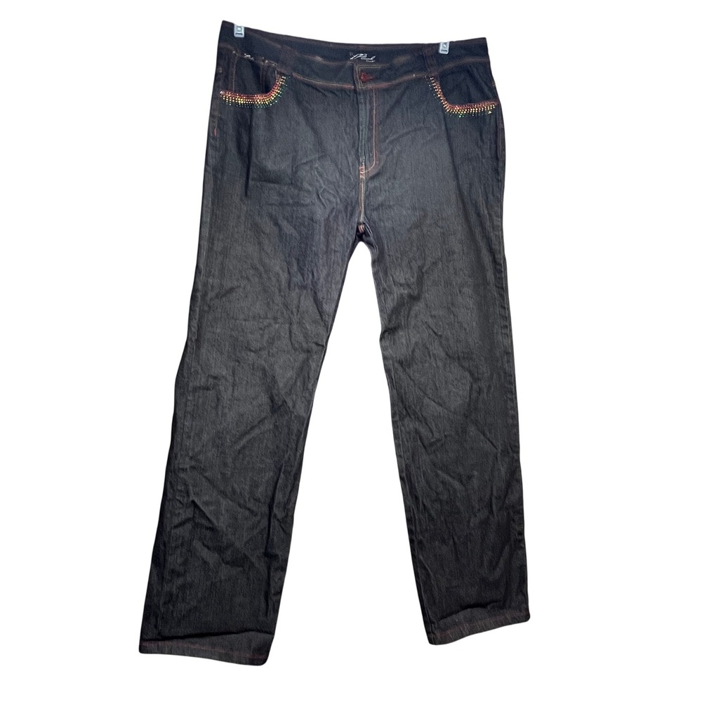 Platinum Plush Womens Jeans Size‎ 23 Denim Straight Rainbow Bling Rhinestones